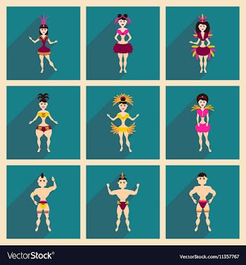 Concept of flat icons with long shadow Brazilian vector image