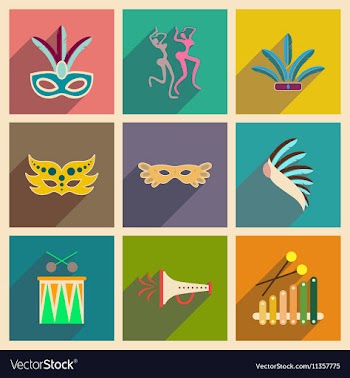 Concept of flat icons with long shadow Brazilian vector image