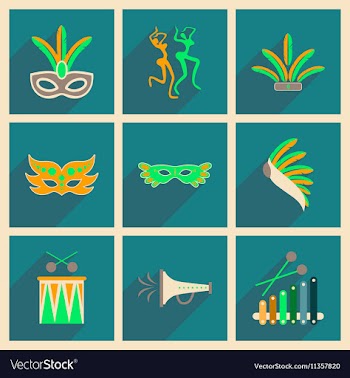 Concept of flat icons with long shadow Brazilian vector image