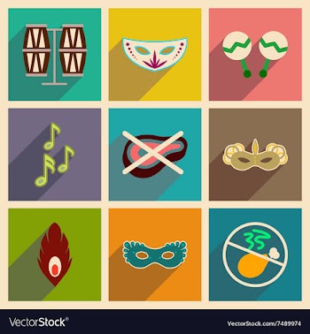 Concept of flat icons with long shadow Brazilian vector image