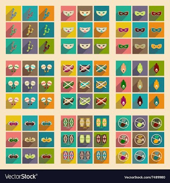 Concept of flat icons with long shadow Brazilian vector image
