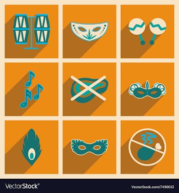 Concept of flat icons with long shadow Brazilian vector image