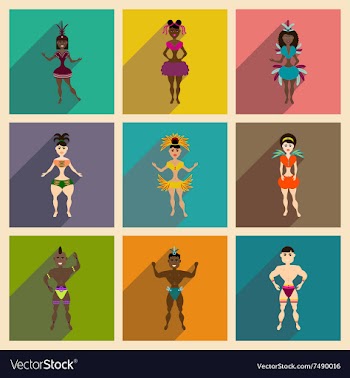 Concept of flat icons with long shadow Brazilian vector image