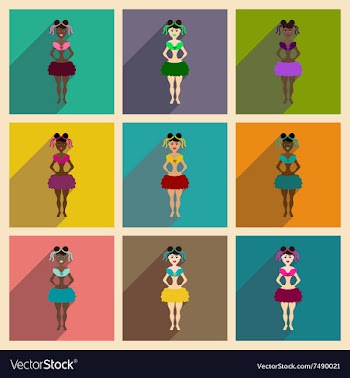 Concept of flat icons with long shadow Brazilian vector image