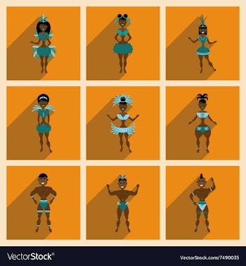 Concept of flat icons with long shadow Brazilian vector image