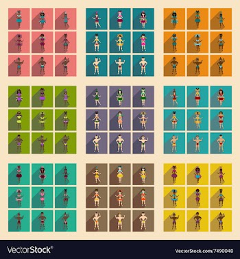 Concept of flat icons with long shadow Brazilian vector image
