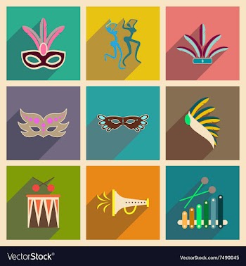 Concept of flat icons with long shadow Brazilian vector image