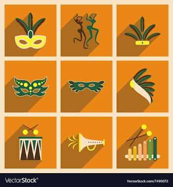 Concept of flat icons with long shadow Brazilian vector image
