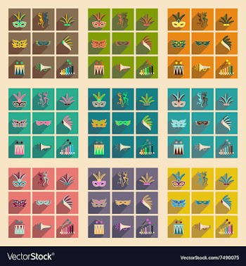 Concept of flat icons with long shadow Brazilian vector image