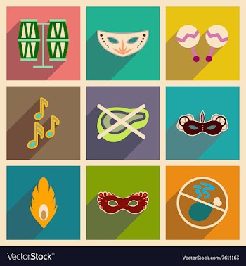 Concept of flat icons with long shadow Brazilian vector image