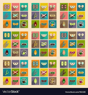 Concept of flat icons with long shadow Brazilian vector image
