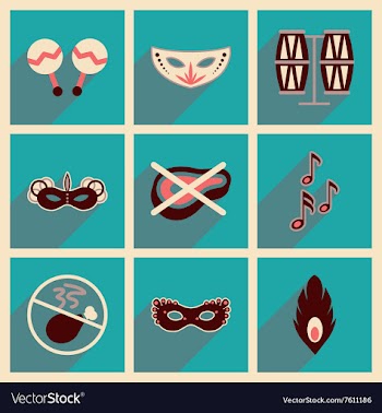 Concept of flat icons with long shadow Brazilian vector image