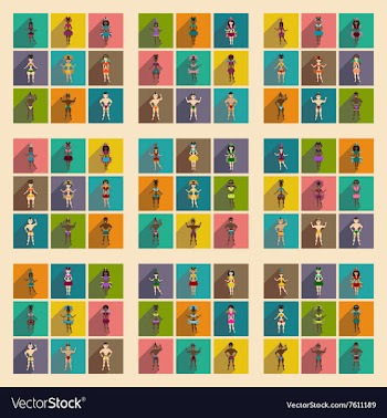 Concept of flat icons with long shadow Brazilian vector image