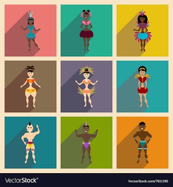 Concept of flat icons with long shadow Brazilian vector image