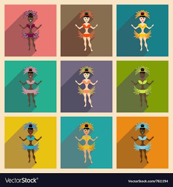 Concept of flat icons with long shadow Brazilian vector image