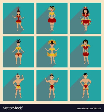Concept of flat icons with long shadow Brazilian vector image
