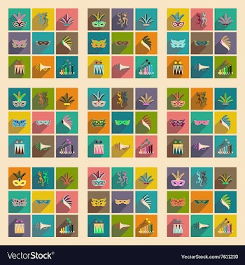 Concept of flat icons with long shadow Brazilian vector image