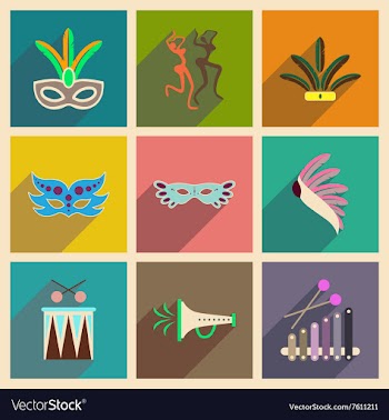 Concept of flat icons with long shadow Brazilian vector image