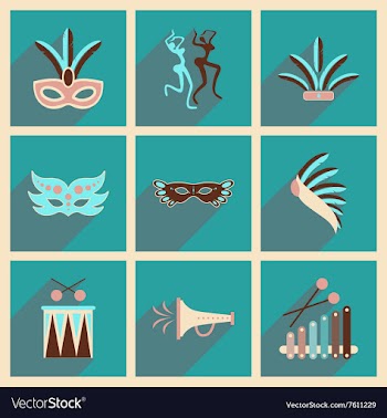 Concept of flat icons with long shadow Brazilian vector image