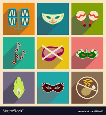 Concept of flat icons with long shadow Brazilian vector image