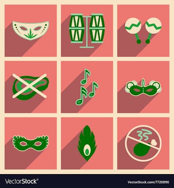 Concept of flat icons with long shadow Brazilian vector image