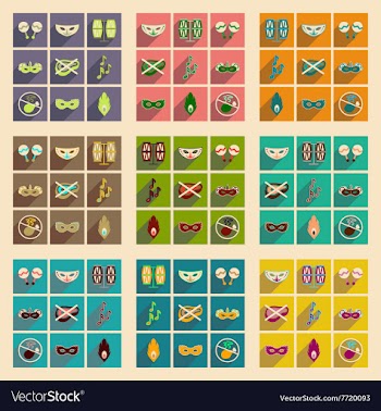 Concept of flat icons with long shadow Brazilian vector image