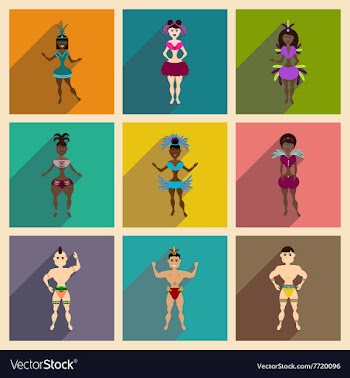 Concept of flat icons with long shadow Brazilian vector image