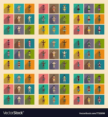 Concept of flat icons with long shadow Brazilian vector image