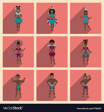 Concept of flat icons with long shadow Brazilian vector image