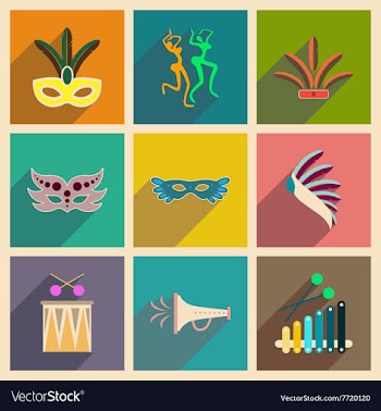 Concept of flat icons with long shadow Brazilian vector image