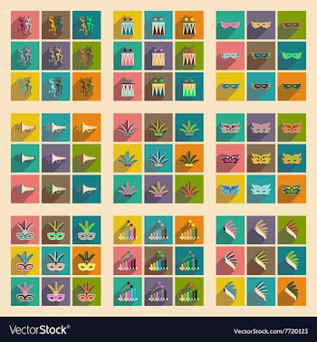 Concept of flat icons with long shadow Brazilian vector image