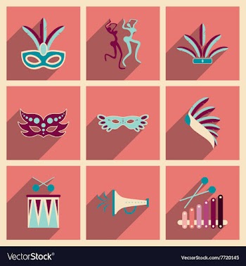 Concept of flat icons with long shadow Brazilian vector image