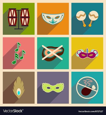 Concept of flat icons with long shadow Brazilian vector image