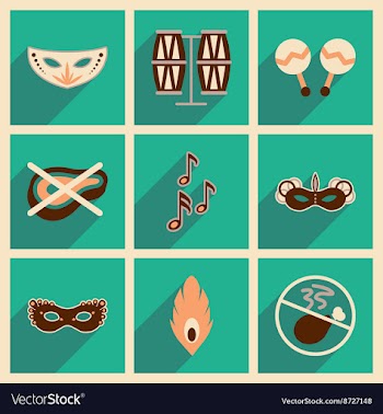 Concept of flat icons with long shadow Brazilian vector image