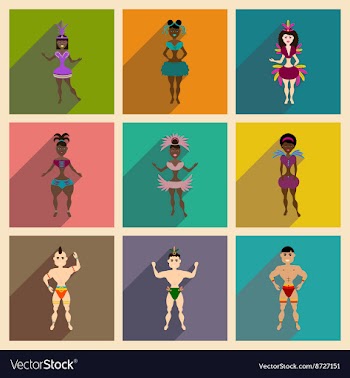 Concept of flat icons with long shadow Brazilian vector image