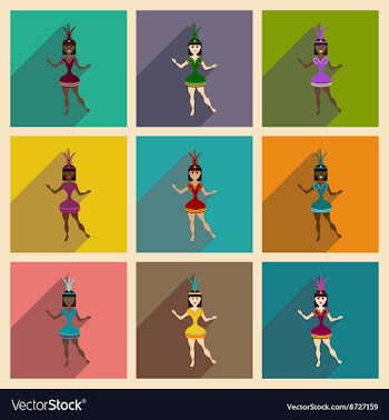 Concept of flat icons with long shadow Brazilian vector image