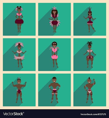 Concept of flat icons with long shadow Brazilian vector image