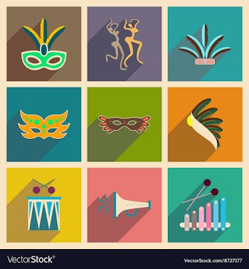 Concept of flat icons with long shadow Brazilian vector image