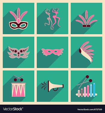 Concept of flat icons with long shadow Brazilian vector image