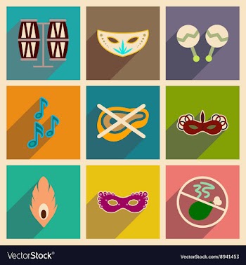 Concept of flat icons with long shadow Brazilian vector image