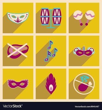 Concept of flat icons with long shadow Brazilian vector image