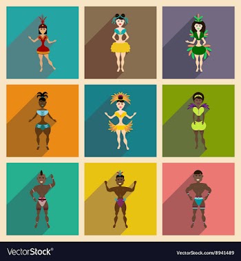 Concept of flat icons with long shadow Brazilian vector image