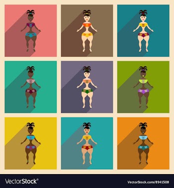 Concept of flat icons with long shadow Brazilian vector image