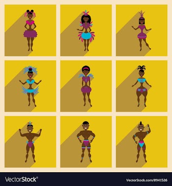 Concept of flat icons with long shadow Brazilian vector image