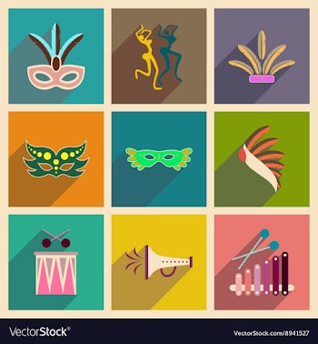 Concept of flat icons with long shadow Brazilian vector image