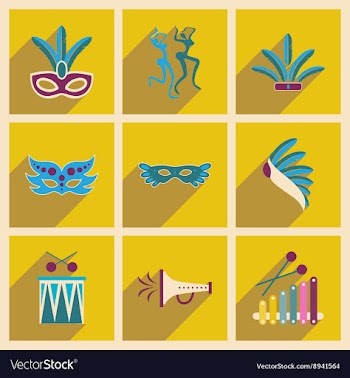 Concept of flat icons with long shadow Brazilian vector image