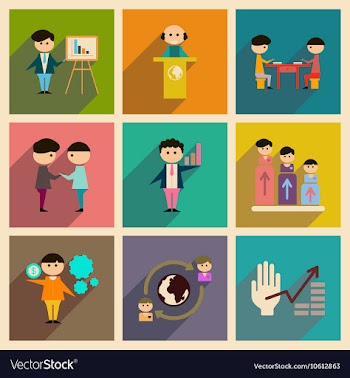 Concept of flat icons with long shadow business vector image