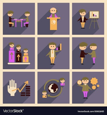 Concept of flat icons with long shadow business vector image