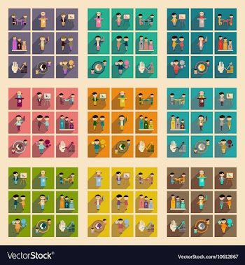 Concept of flat icons with long shadow business vector image