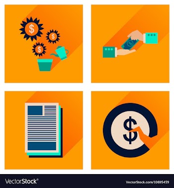 Concept of flat icons with long shadow business vector image